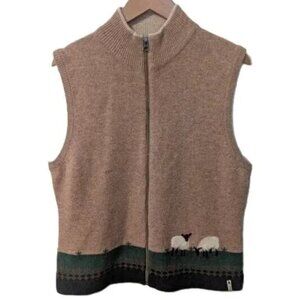Novelty Print Sweater Vest Woolrich Wool Sheep Heritagecore Preppy Nature Scene